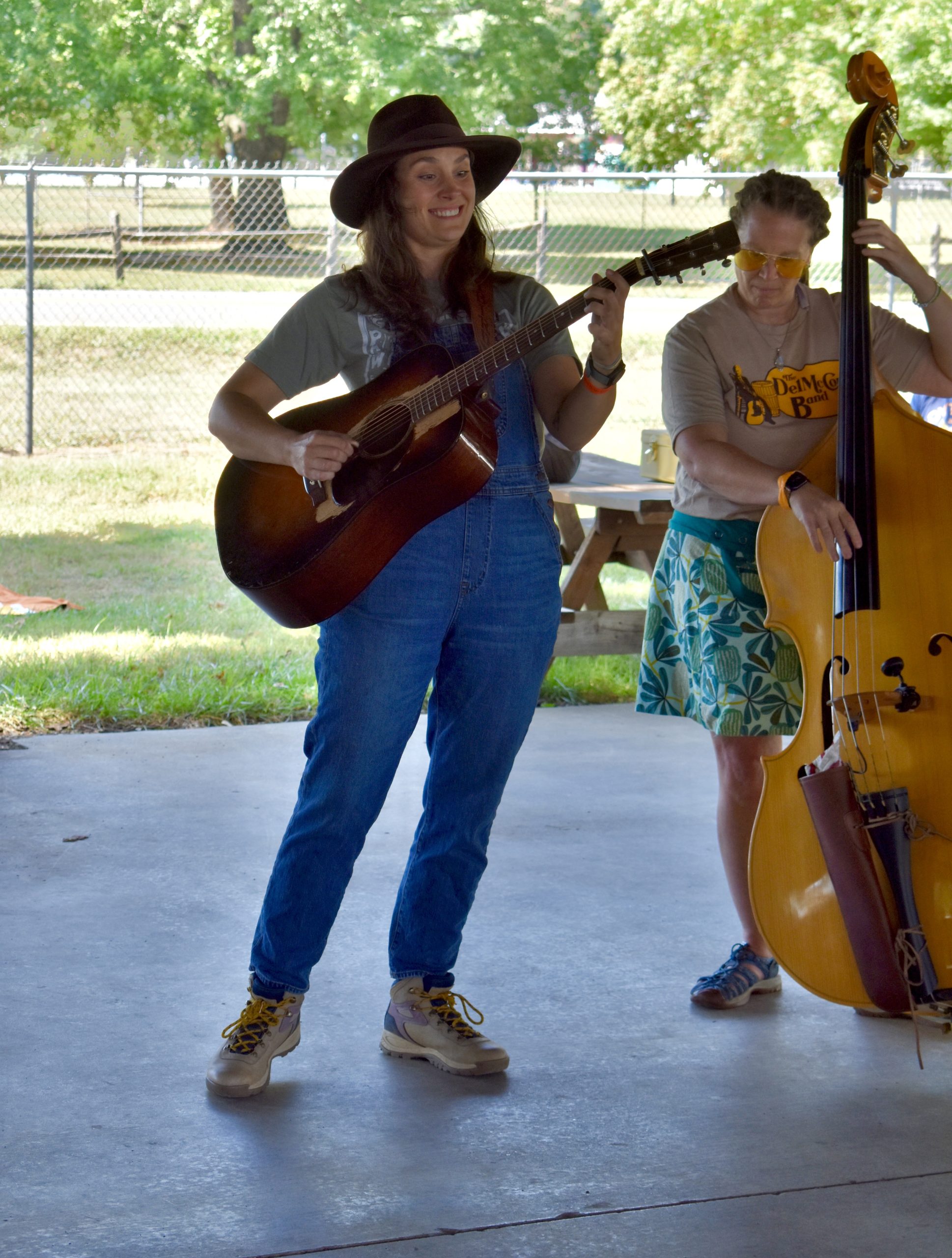 DSC_0128 Sarah Larsen leads a jam and plays guitar